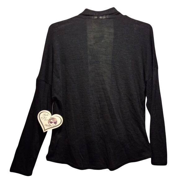 Belle du Jour Black Fringe Open Cardigan Youth XL NWT Y2K Deadstock - Picture 3 of 8